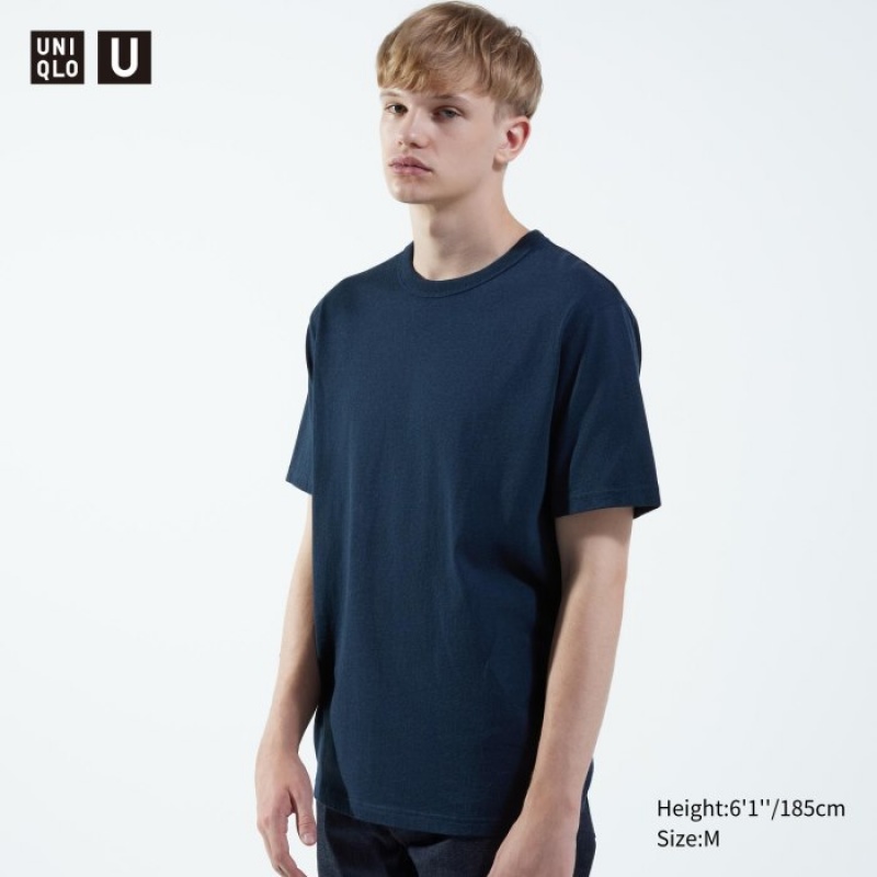 Uniqlo U Crew Neck Short-sleeve レディース Tシャツ 青 | 3387515