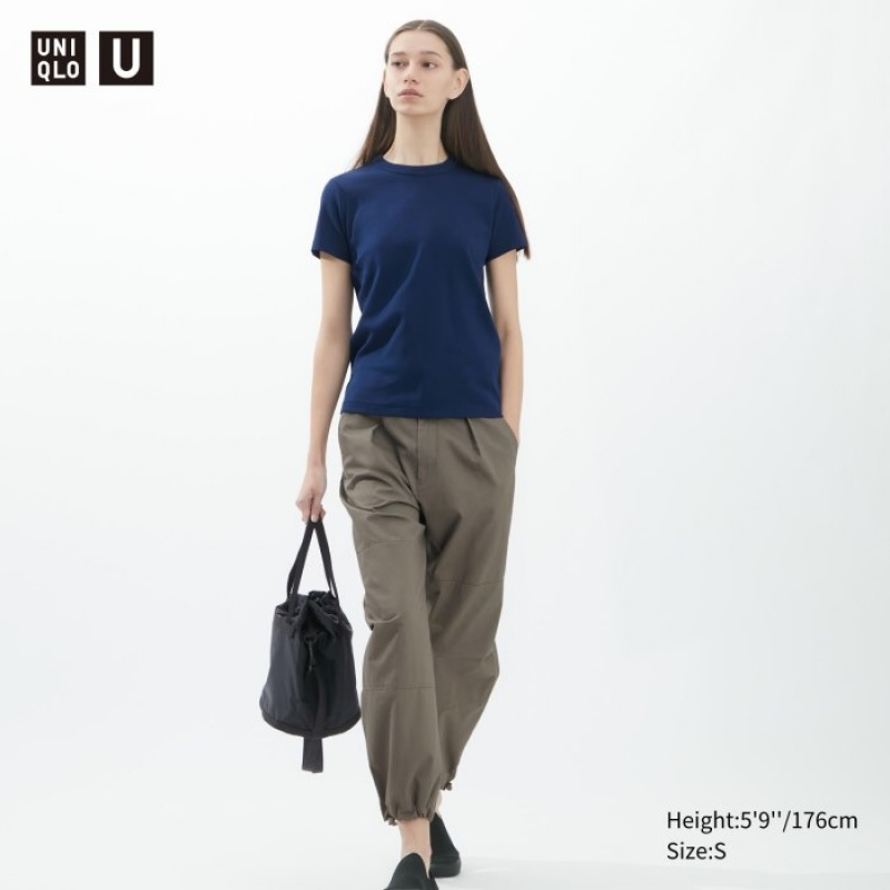 Uniqlo U Crew Neck Short-sleeve レディース Tシャツ ネイビー | 4281196
