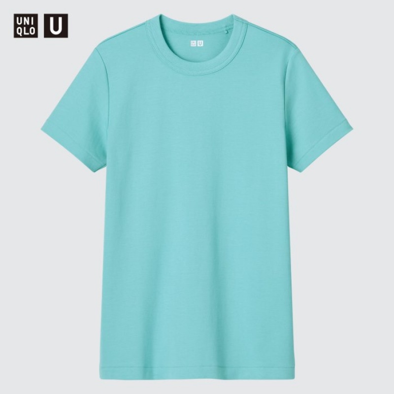 Uniqlo U Crew Neck Short-sleeve レディース Tシャツ ターコイズ | 4580778