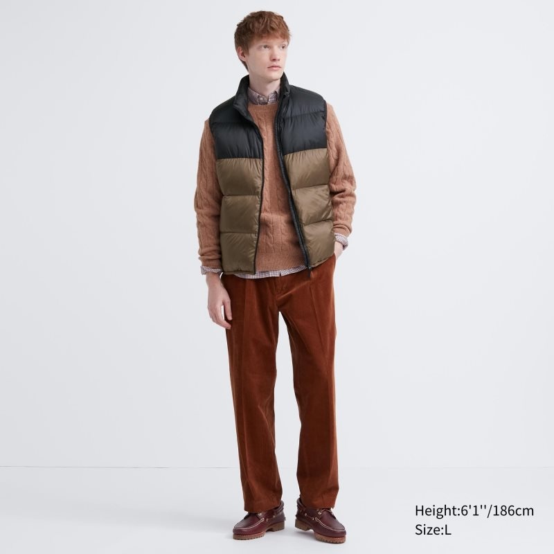 Uniqlo Ultra Light Down Color Block メンズ ベスト ブラウン | 8035259