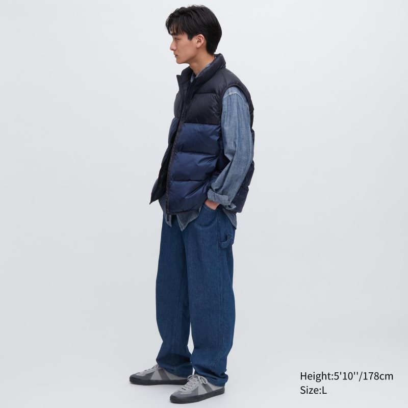 Uniqlo Ultra Light Down Wide Quilt Color Block メンズ ベスト ブラウン | 5378670