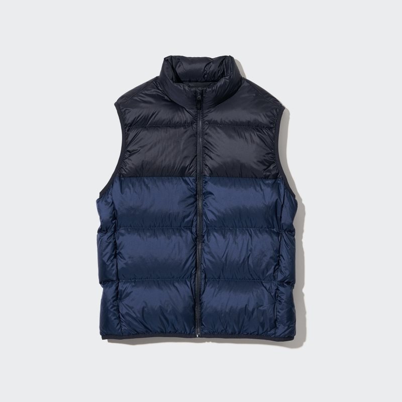 Uniqlo Ultra Light Down Wide Quilt Color Block メンズ ベスト ブラウン | 5378670