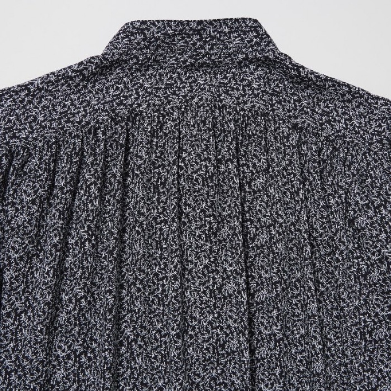 Uniqlo Volume Long-Sleeve レディース ブラウス 黒 | 1506338