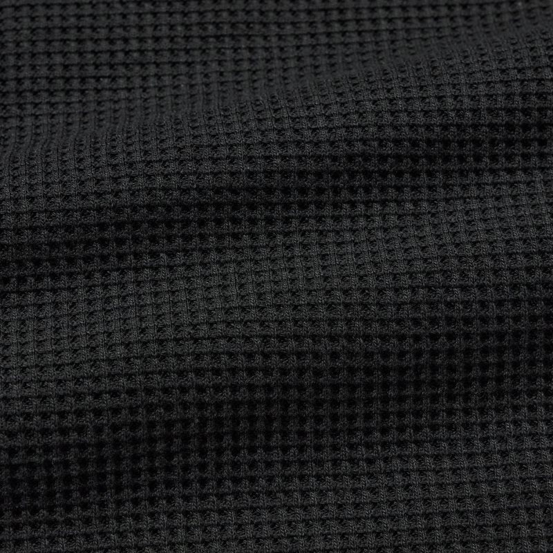 Uniqlo Waffle Crew Neck Long-Sleeve メンズ Tシャツ 黒 | 7175964