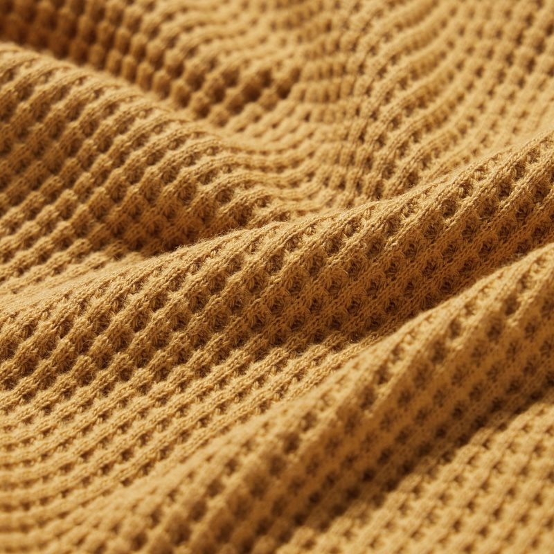 Uniqlo Waffle Crew Neck Long-Sleeve メンズ Tシャツ 黄色 | 1113441