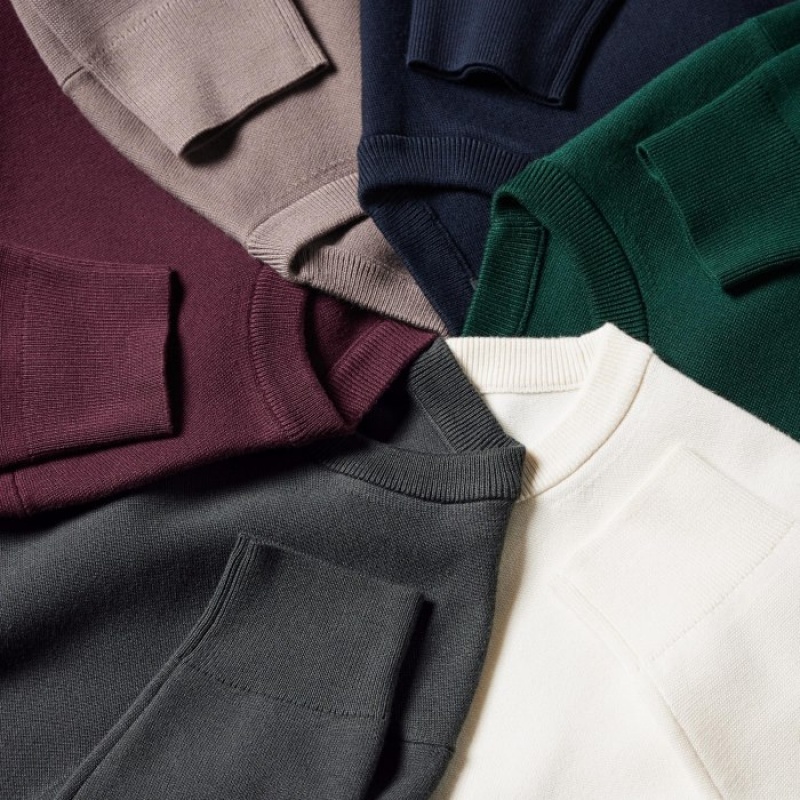 Uniqlo Washable Milano Ribbed Crew Neck Long-Sleeve レディース セーター ボルドー | 1425489