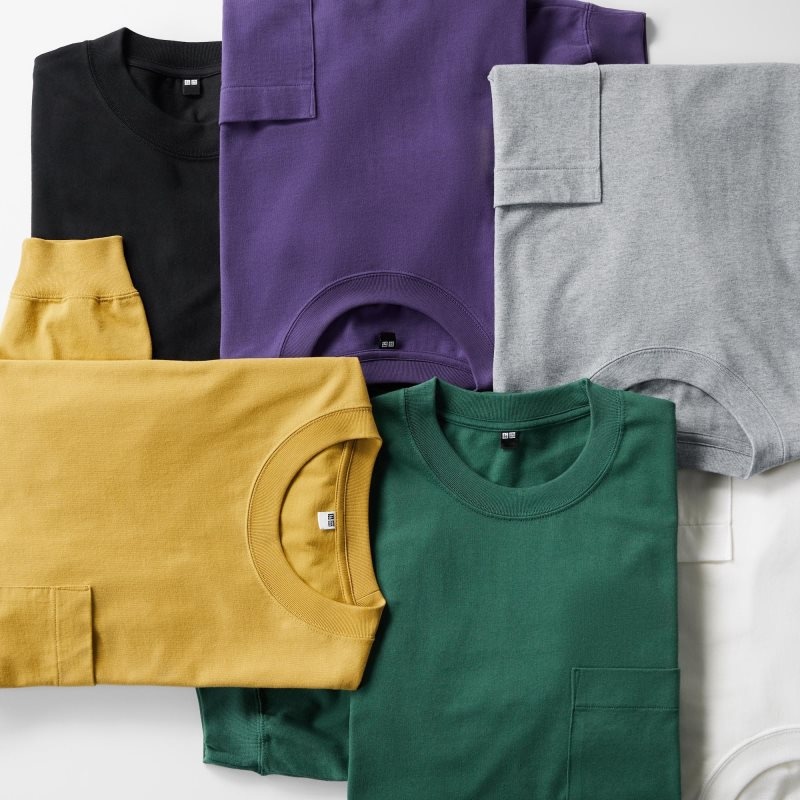 Uniqlo Washed Cotton Crew Neck Long-sleeve メンズ Tシャツ 黄色 | 7151689