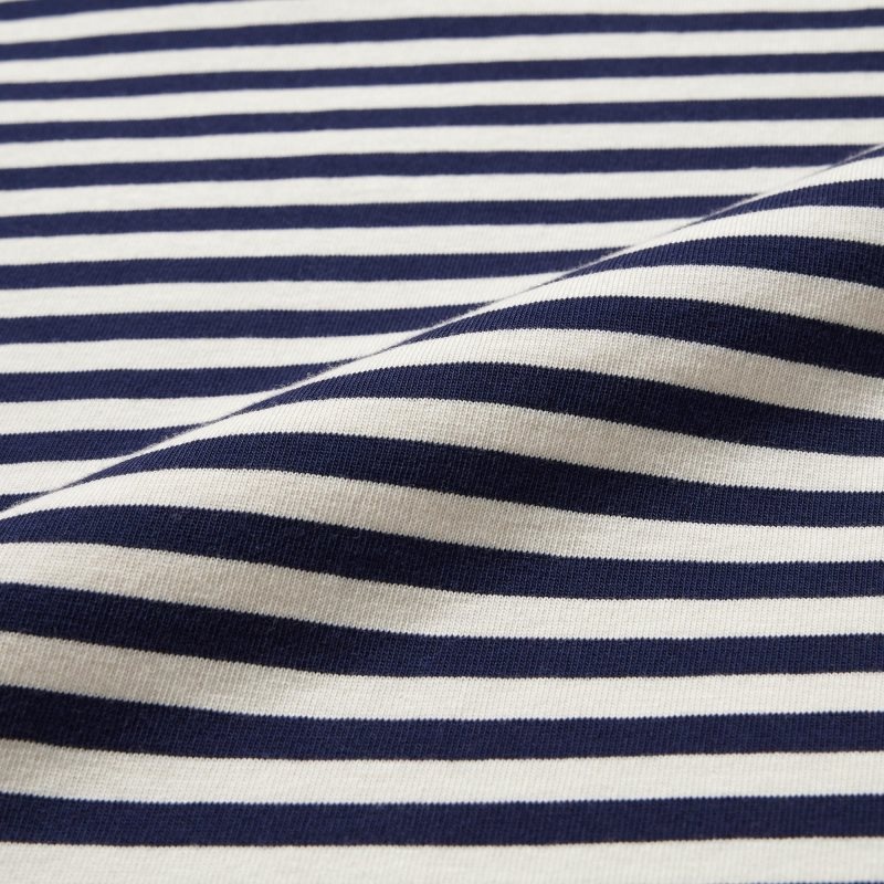 Uniqlo Washed Cotton Oversized Crew Neck Long-sleeve Striped メンズ Tシャツ 白 | 9992192