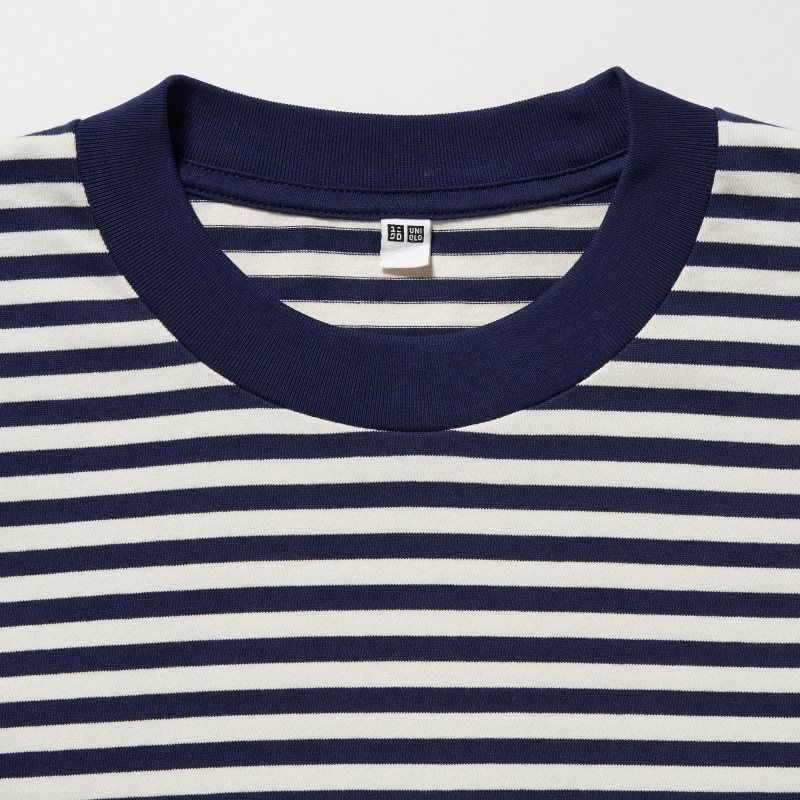 Uniqlo Washed Cotton Oversized Crew Neck Long-sleeve Striped メンズ Tシャツ 白 | 9992192