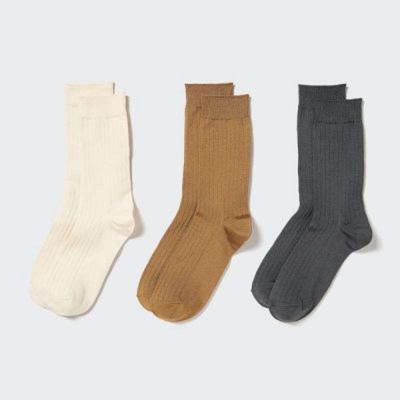 Uniqlo Wide Ribbed (3 Pairs) レディース ソックス 白 | 2335951