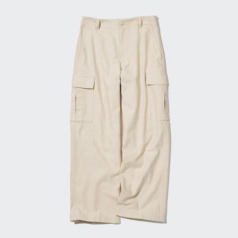 Uniqlo Wide Straight Cargo レディース パンツ 白 | 7173003