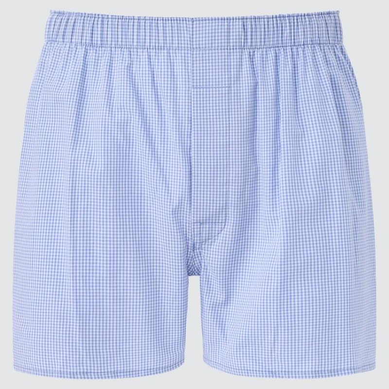 Uniqlo Woven Checked Boxer メンズ ランジェリー 青 | 9813817